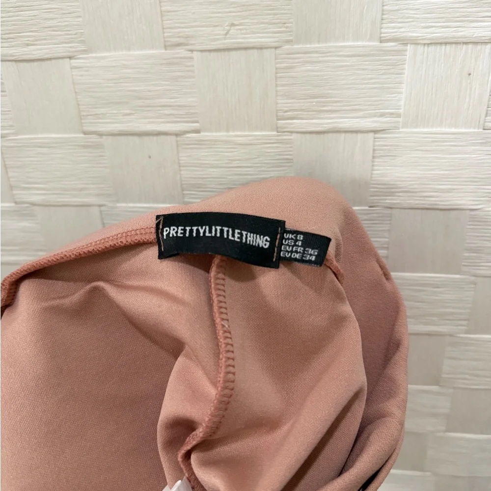 PrettyLittleThing Blush Pink High Waisted Tie Waist Skinny Pants Size 4